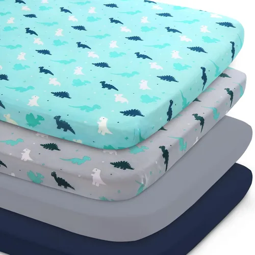 Vista 11 de Sábanas para Pack and Play, Sábanas Pack n Play Juego de 4 sábanas para Mini Cuna, Sábanas Ultrasuaves Compatibles con Colchonetas Pack n Play