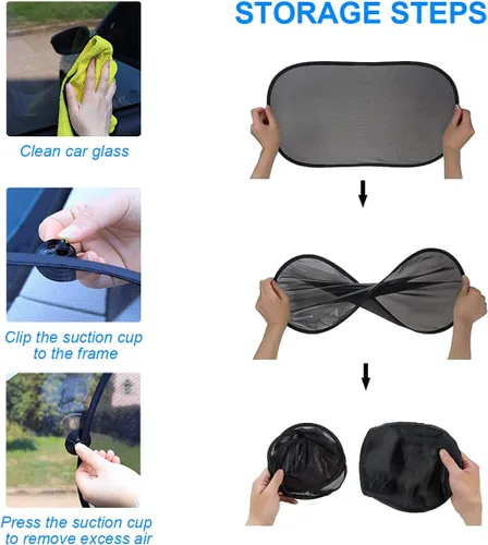 Vista 5 de Parasol para ventana trasera con ventosa, cubierta de malla de protección solar, bloquea los rayos UV para asientos de automóvil, accesorios