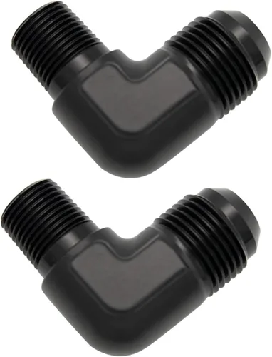 Vista 231 de Adaptador de tubo de aluminio recto 3AN acampanado a 1/4" NPT macho Unión de rosca adaptador de manguera de combustible negro