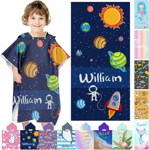 Vista 38 de Toalla de playa personalizada con capucha para niños, toallas de playa personalizadas con capucha, súper absorbente, de secado rápido, personalizada