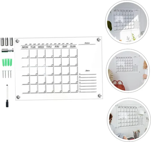 Vista 2 de Tablero de planificador semanal, marco de boda, marcos magnéticos, letrero para el hogar, 1 juego de panel de mensajes transparente, tablero