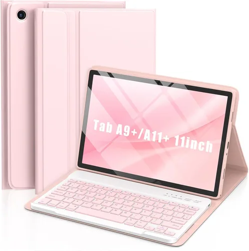 Vista 9 de MMK Funda para Galaxy Tab A9 Plus con teclado (11 pulgadas 2023), compatible con Samsung A11 Plus Tablet Case Keyboard