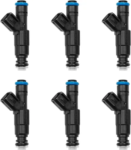 Vista 9 de Inyector de combustible, 4 agujeros, 6 piezas para Jeep Wrangler Cherokee Grand Cherokee Comanche 4.0 1987-1998 Reemplazar # 0280155703