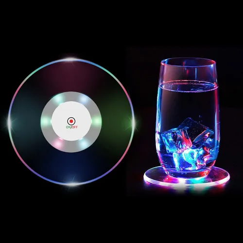 Vista 8 de Juego de 2 posavasos LED, posavasos LED para bebidas, luces de botella para botellas de licor, posavasos que se iluminan, posavasos de copa