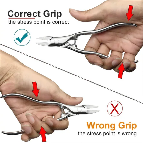 Vista 4 de Cortaúñas de mango largo para uñas gruesas para personas mayores, resistente y ergonómico, para hombres, juego de 3 piezas con estuche de cuero