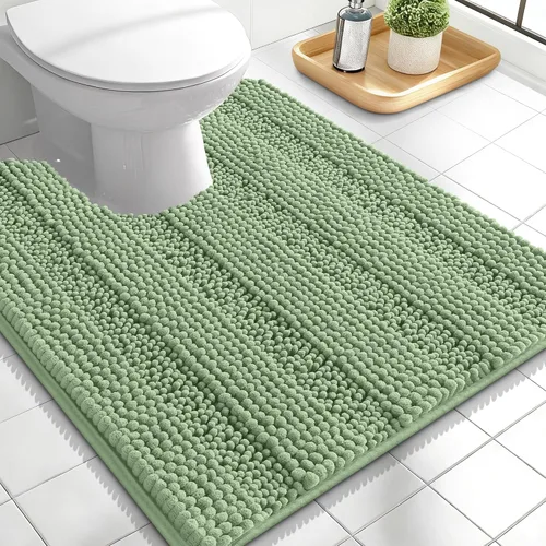 Vista 7 de OLANLY Alfombras de Baño Gruesas de 47 x 20 pulgadas, Extra Suaves Absorbentes de Chenilla a Rayas, Respaldo de Goma, Lavables y Secables a Máquina