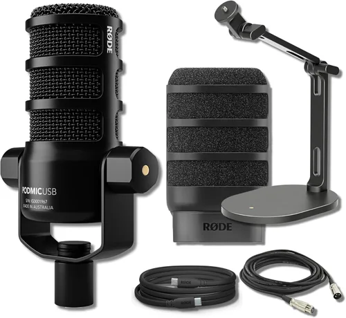 Vista 23 de Rode PodMic - Micrófono dinámico para podcast con cable XLR y paño de pulido StreamEye