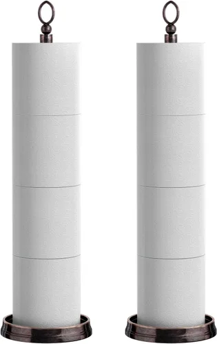 Vista 9 de ROLABAM Soporte de papel higiénico de peso pesado (con función de reserva) Soporte de almacenamiento de papel higiénico independiente, soporte