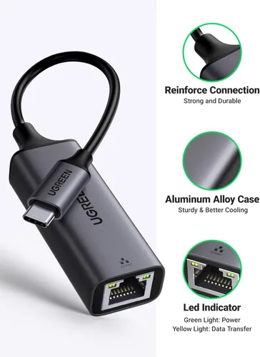Vista 6 de UGREEN Adaptador USB C a Ethernet, 1000 Mbps, RJ45, sin controlador, compatible con Windows, MacOS, iPadOS, ChromeOS, Android, portátil, tableta