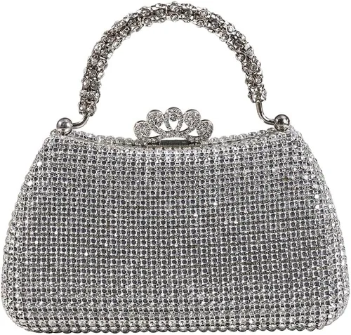 Vista 9 de Dreubea Bolso de mano hermoso para mujer, bolso de mano de moda brillante con diamantes de imitación