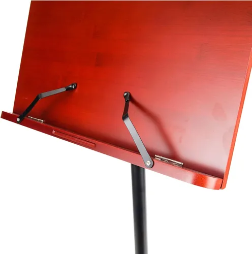 Vista 4 de Miwayer Soporte de música de conductor de bambú, soporte de madera para partituras de música, color rojo mate, altura ajustable (base triangular)