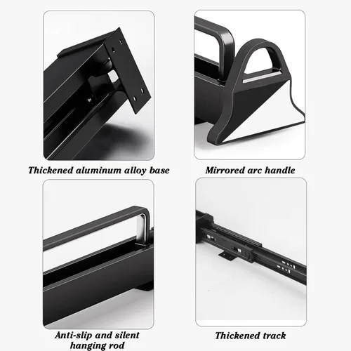Vista 5 de Slide Out Pants Rack Closet Hanger Bar Pull Trousers Tie Belts Scarf Racks Top Mounted Wardrobe Clothes for Closet Retractable,Multi-Functional