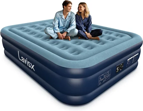 Vista 9 de Lavisx Colchón de aire individual con bomba incorporada de 16" Cama inflable elevada, autoinflable en 3 minutos con bolsa de almacenamiento