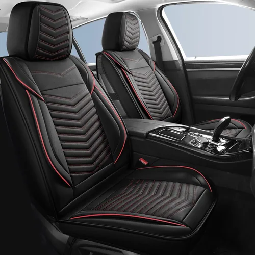 Vista 19 de HChengkikz - Fundas de asiento de automóvil, transpirables e impermeables de piel sintética para automóviles, funda de asiento universal