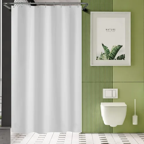 Vista 63 de AmazerBath Cortina de ducha larga de 36 x 84 pulgadas, cortina de ducha transparente de PEVA grueso resistente, cortina estrecha con 2 piedras