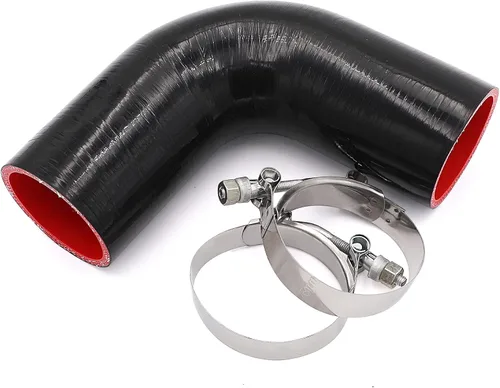 Vista 8 de Acoplador de codo de 90 grados de 4 capas de manguera de silicona de 1.5 pulgadas (38 mm) con abrazaderas de perno en T para tubo de admisión