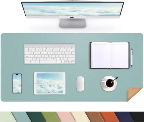 Vista 17 de Protector de escritorio de cuero, tapete de escritorio grande con corcho natural y cuero PU, alfombrilla para mouse, alfombrilla de escritorio