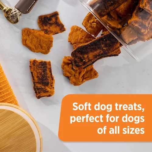 Vista 5 de Rachael Ray Nutrish - Golosinas/bocadillos para perros sin cereales de carne real, receta de pavo con sabor a tocino ahumado con nogal, 12 onzas