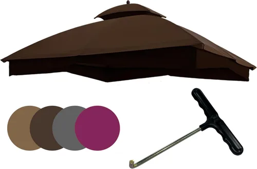 Vista 12 de EasyLee Cubierta de toldo para kiosco de parrilla de 8 x 5 pies, parte superior de repuesto impermeable con gancho en T, color borgoña