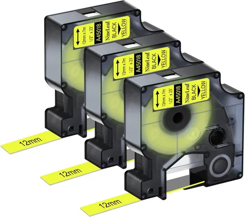 Vista 9 de NineLeaf 3 Pack Compatible for DYMO D1 45010 S0720500 Black on Clear 12mm 1/2'' x 23ft Label Tape Refill Work in DYMO LabelManager 160 210D 260P 280