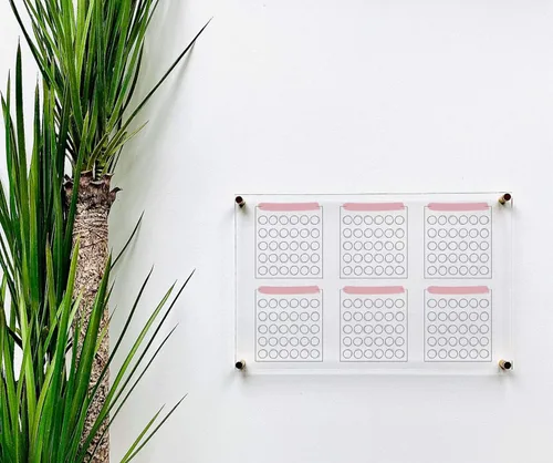 Vista 2 de Large Clear Acrylic HABIT TRACKER for wall Dry-Erase Message White Board Calendar Wall Mounted Office Home Family Organization Tools Must Haves