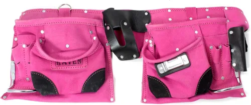 Vista 11 de Cinturón de herramientas de cuero de 9 bolsillos Bolsa de herramientas de taladro de martillo grande - Negro