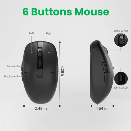 Vista 8 de PINKCAT Ratón inalámbrico recargable tipo C, 2.4 G USB C RGB iluminación de computadora ratones silenciosos, diseño ergonómico para MacBook Air/Pro