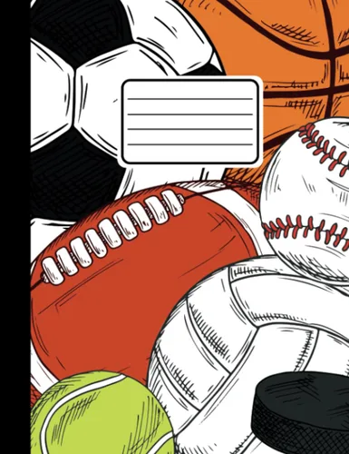 Composition Notebook Wide Ruled Sports Aesthetic Design For Kids And Boys Who Love Soccer, Football, or Baseball. Cute Book For Party Favors, School