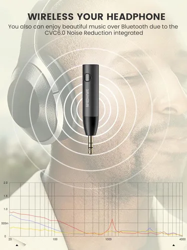 Vista 4 de Maedhawk Adaptador auxiliar Bluetooth de 0.138 in para automóvil, [cancelación de ruido] Receptor Bluetooth 5.0 con micrófono integrado
