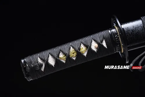 Vista 3 de MURASAME Espada Tanto Katana Corta de Arcilla Templada Acero T10 Hamon Real Muy Afilar Espiga Completa Hecha a Mano