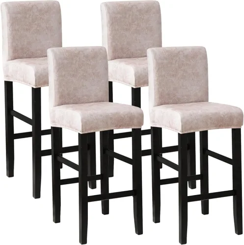 Vista 10 de FORCHEER Juego de 2 fundas negras para taburete de bar con respaldo, fundas de cuero para taburetes de bar con respaldo corto, extraíbles y lavables