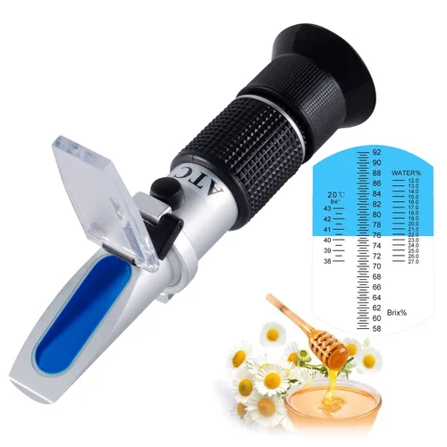 Refractómetro de miel con ATC - Refractómetro Tiaoyeer para humedad de miel, Brix y Baume, probador de humedad de miel con rango de escala Brix del