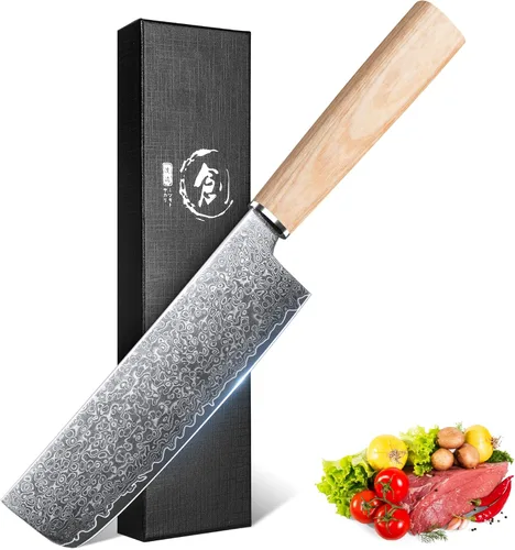 Vista 10 de ROCOCO Cuchillo japonés de Damasco – Cuchillos afilados para pelar frutas y carne, para el hogar, cocina, barbacoa, 5.3 pulgadas