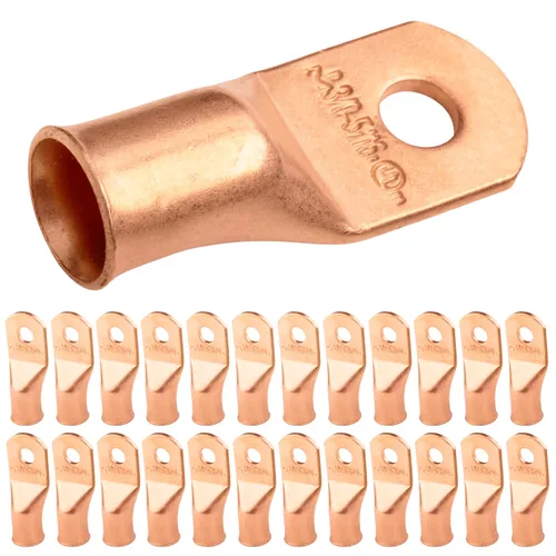 Vista 237 de SELTERM - 5 terminales de anillo resistentes para cable de batería, calibre 1/0 AWG, pernos de 1/2 pulgadas, terminales de calibre 0, ojales