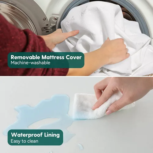 Vista 6 de BABELIO Colchón transpirable para cuna, de doble cara, espuma viscoelástica, impermeable, funda extraíble y lavable a máquina, para niños pequeños