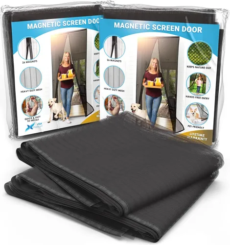 Flux Phenom - Puerta mosquitera magnética, malla de alta resistencia con doble costura y 52 imanes, cierre automático sin huecos, apta para mascotas