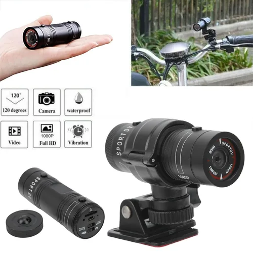Vista 7 de Mini cámara deportiva Full HD 1080P – 120 cámara de acción gran angular, IPX-4 impermeable grabadora de video para bicicleta, casco de motocicleta