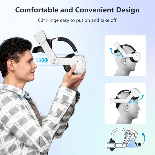 Vista 5 de Saqico Head Strap for Oculus Meta Quest 3,Comfort Adjustable Elite Strap Replacement Reduce Head & Face Pressure,Soft Cushion VR Headset Accessories