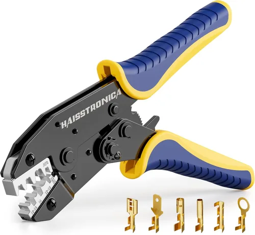 Vista 23 de haisstronica herramienta de crimpado de virola, herramienta de crimpado de alambre con trinquete de virola de mangas 24-8 AWG