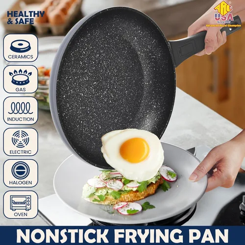 Vista 3 de ARC - Sartén antiadherente con mango extraíble, sartén de 10 pulgadas con tapa, sartén antiadherente, apta para horno y lavavajillas, sin PFOA
