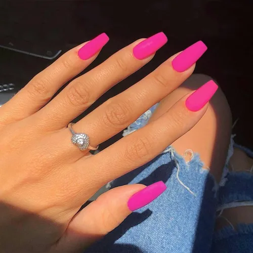 Vista 39 de Xcreando - Uñas postizas Baby Pink de longitud media y largas, estilo coffin cuadrado, uñas acrílicas con pegamento, uñas postizas de color sólido