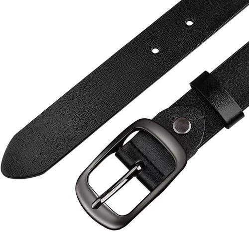 Vista 3 de West Leathers Paquete de 2 cinturones para mujer, piel de vaca a la moda con hebilla de alfiler para pantalones de mezclilla