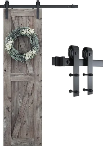 SMARTSTANDARD Kit de herrajes para puerta corrediza de granero de 4 pies, riel de servicio pesado, suave y silencioso, incluye instrucciones de
