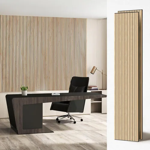 Vista 9 de PIWA Paneles de listones acústicos de madera, 94 x 24 pulgadas, 2 unidades, superficie MDF de 0.472 in con núcleo absorbente de sonido de 0.394