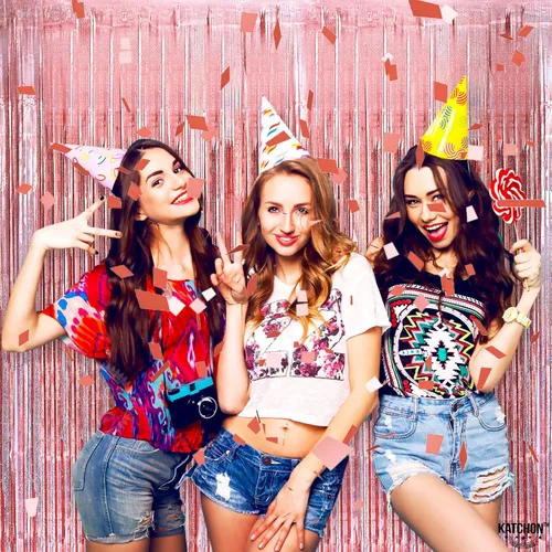 Vista 9 de KatchOn, Juego de globos de oro rosa con cortina iridiscente de flecos de oro rosa – 16 pulgadas, paquete de 21 Globos de látex de oro rosa, fondo