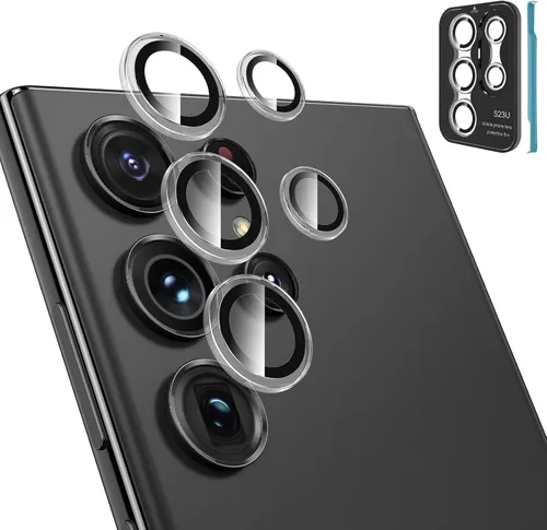 Vista 8 de Tensea Protector de lente de cámara Samsung Galaxy S22 Ultra, protector de pantalla de vidrio templado 9H, anillo individual de metal para S22 Ultra