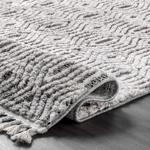 Vista 6 de nuLOOM Arielle - Alfombra de área con textura de enrejado suave, 4 x 6 pulgadas, color gris