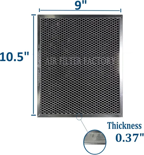 Vista 2 de Air Filter Factory 9 filtros de carbón de carbón para campana extractora de 10-1/2 x 3/8, paquete de 2