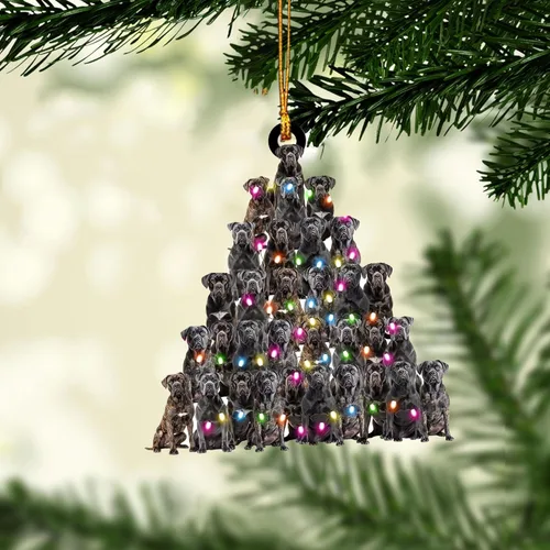 Vista 13 de Talataca Cane Corso con Sombrero de Navidad Reno con Luces de Cadena Perro Plano 2D Accesorio de Espejo Retrovisor de Coche Adorno de Árbol