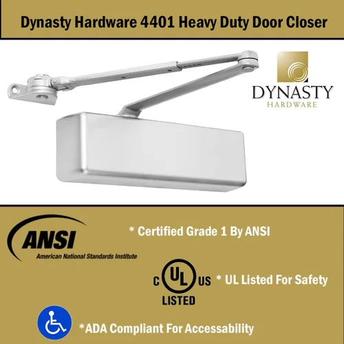 Vista 6 de Dynasty Hardware Cierrapuertas hidráulico comercial de alta resistencia de grado 1 y brazo abierto, cierre automático, tamaño de resorte ajustable